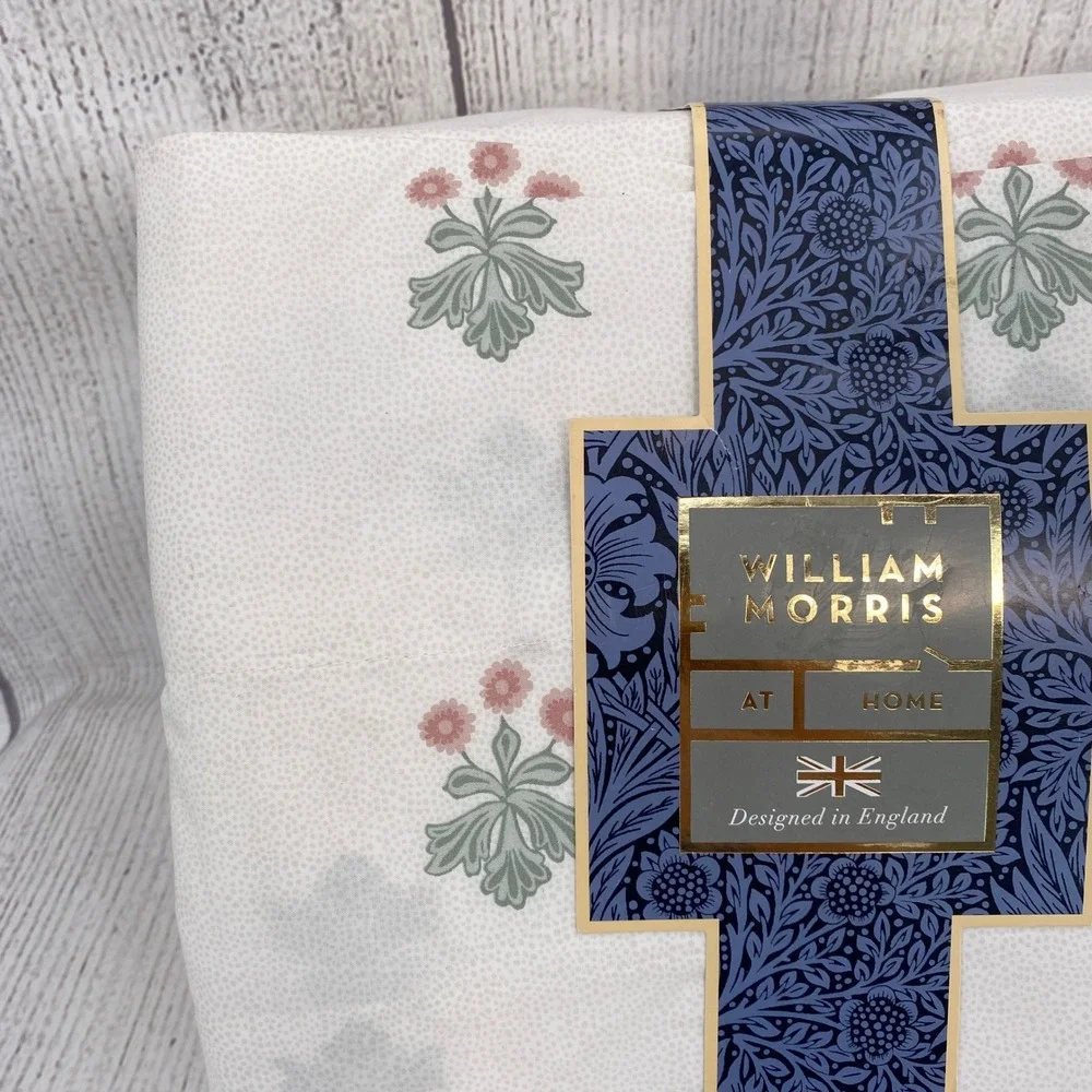 William Morris At Home Sheet Set King Woodland Floral Coral Pink 100% Cotton